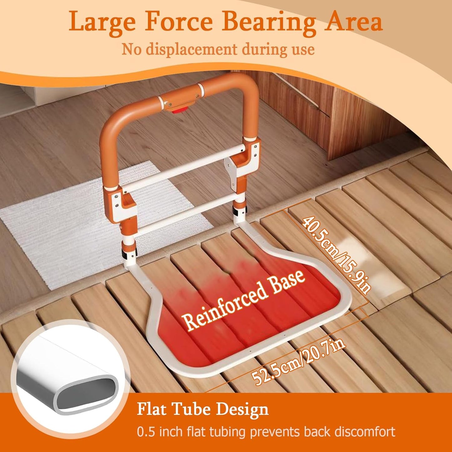 Folding Bed Rails for Elderly Adults Safety, Adjustable Height Bed Assist Rails for Seniors, Foldable Bed Side Rails with Non-Slip Handle and Storage Pouch, Fits King Queen Full Twin Beds