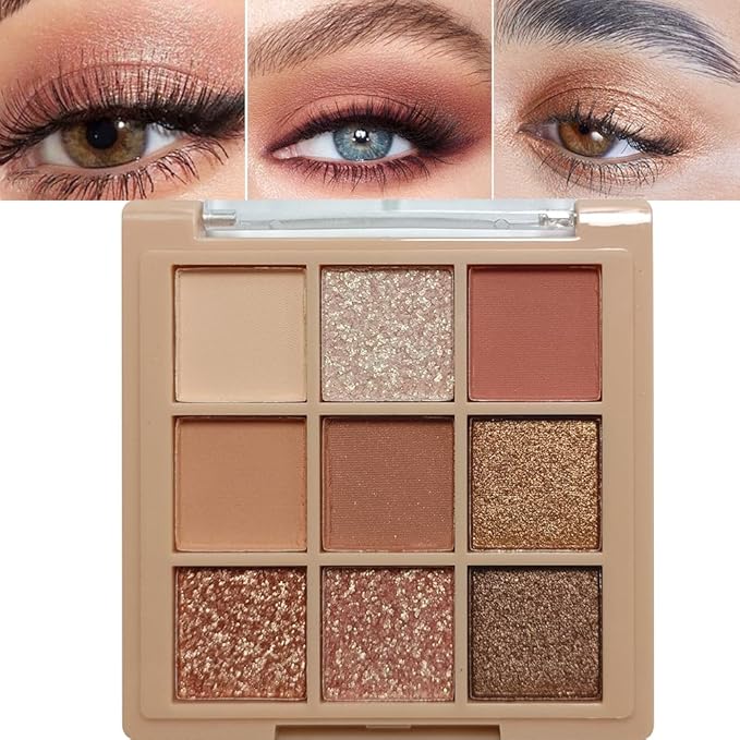 Eyeshadow Palette Makeup- 9 Colors Naked Pink Eyeshadow Palette Matte Shimmer Korean Natural Eye Shadow palettes Highly Pigmented Naturing-Looking Long Lasting (10#)