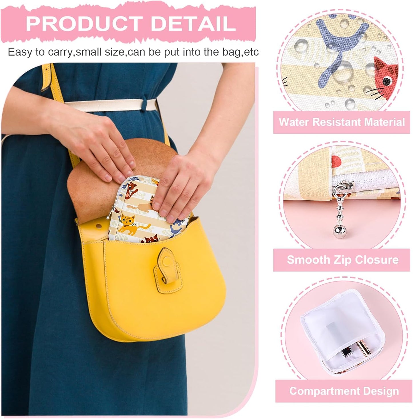 Desing Wish Period Bag Pouch Soft Cloth Sanitary Napkin Storage Bag Portable Menstrual Pad Pouches Tampon Holder for Purse First Period Kit for Girls 9-12 (Floral)