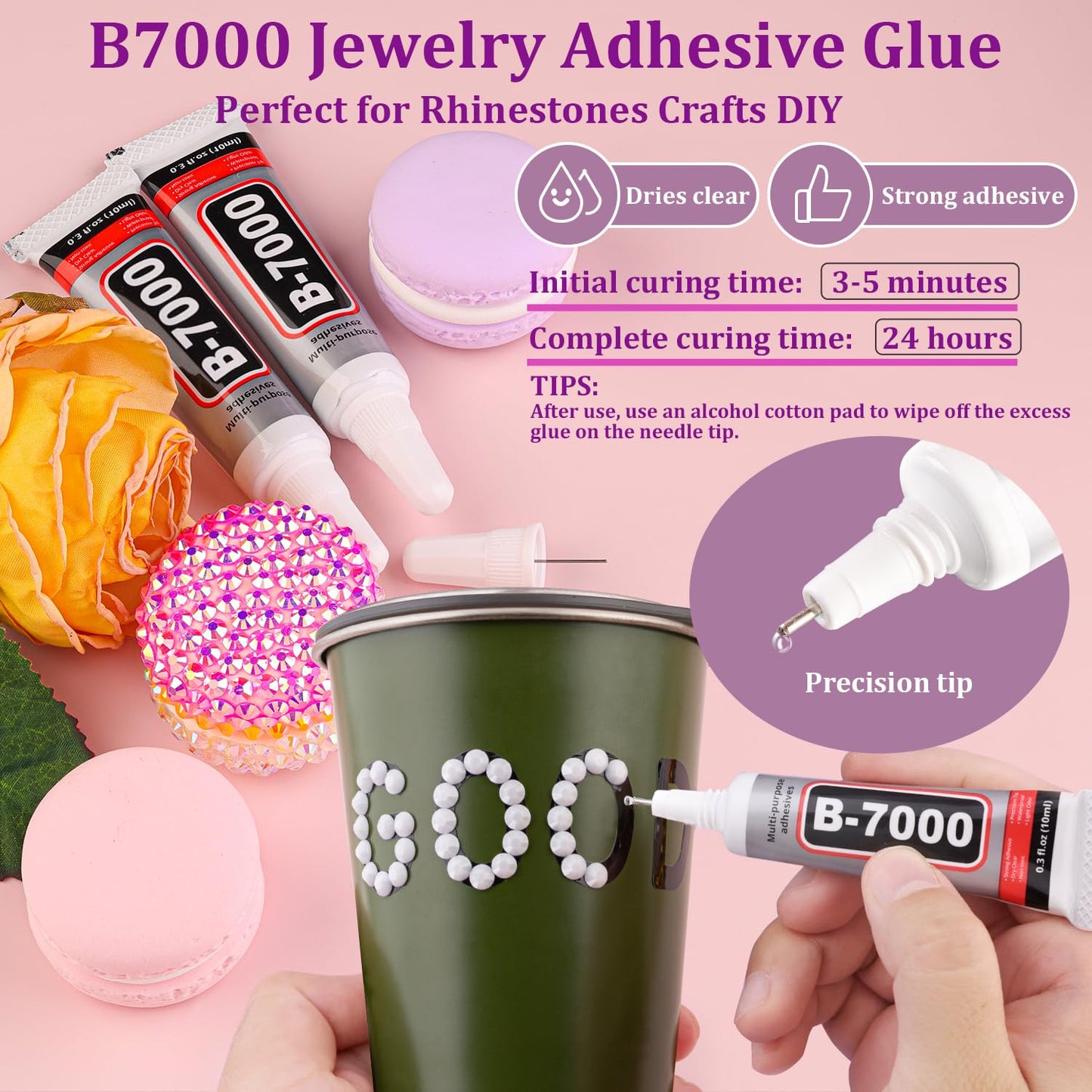 25000Pcs Resin Rhinestones with Tweezers for Crafting, White 2-6mm Mixed Sizes Bedazzling Crystal with 3Pcs 10ml B7000 Jewelry Glue for DIY Crafts Clothing Tumblers Shoes Fabric Nail Art