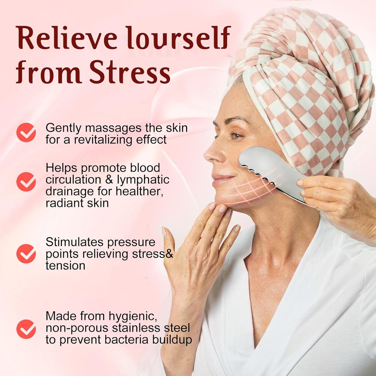 Gua Sha Facial Tools and Face Roller Set, Lymphatic Drainage Massager，Stainless Steel Facial Sculpting Eyes Roller Guasha for Face, Chin & Jawline Sculpting,Skin Care (White)