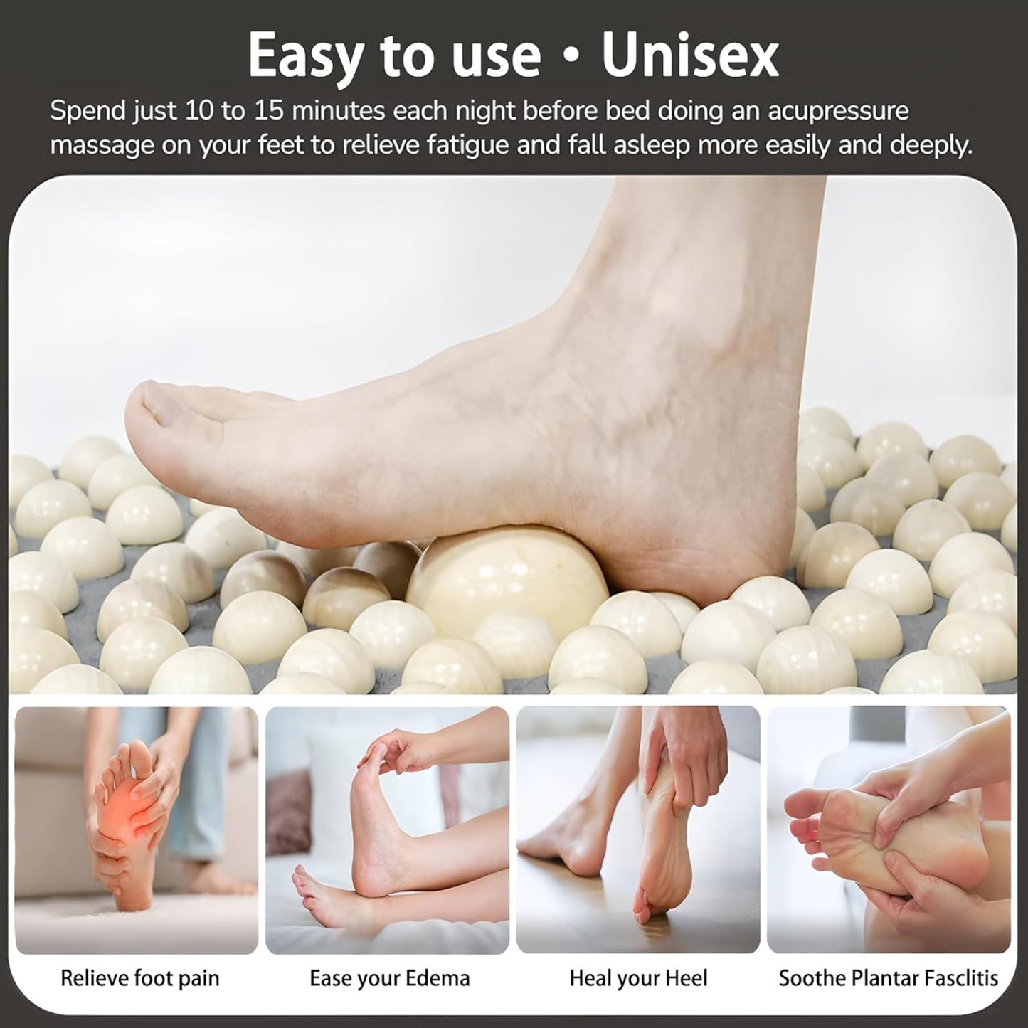 Foot Massage Mat,Wood Foot Acupressure Mat,Foldable Storage,Reflexology & Relaxation Tool for Tired Feet,Relaxation Gifts for Parents or Friends(19.7x19.7in)