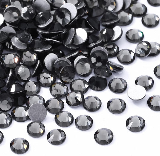 Gray Flatback Rhinestones, Glass Rhinestones for Nail Art and Craft, Glue Fix, Loose Crystal Gemstones(Gray, SS12, 1440pcs, 2.9-3.0mm)
