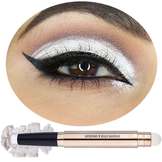 White Eyeshadow Stick Makeup，Cream Shimmer Smooth Glitter Eye Shadow Pencil Base Primer Palette, Waterproof Long Lasting EyeShadow Pen White Liner, Highlighter Stick Dimensional Eyes Look 01