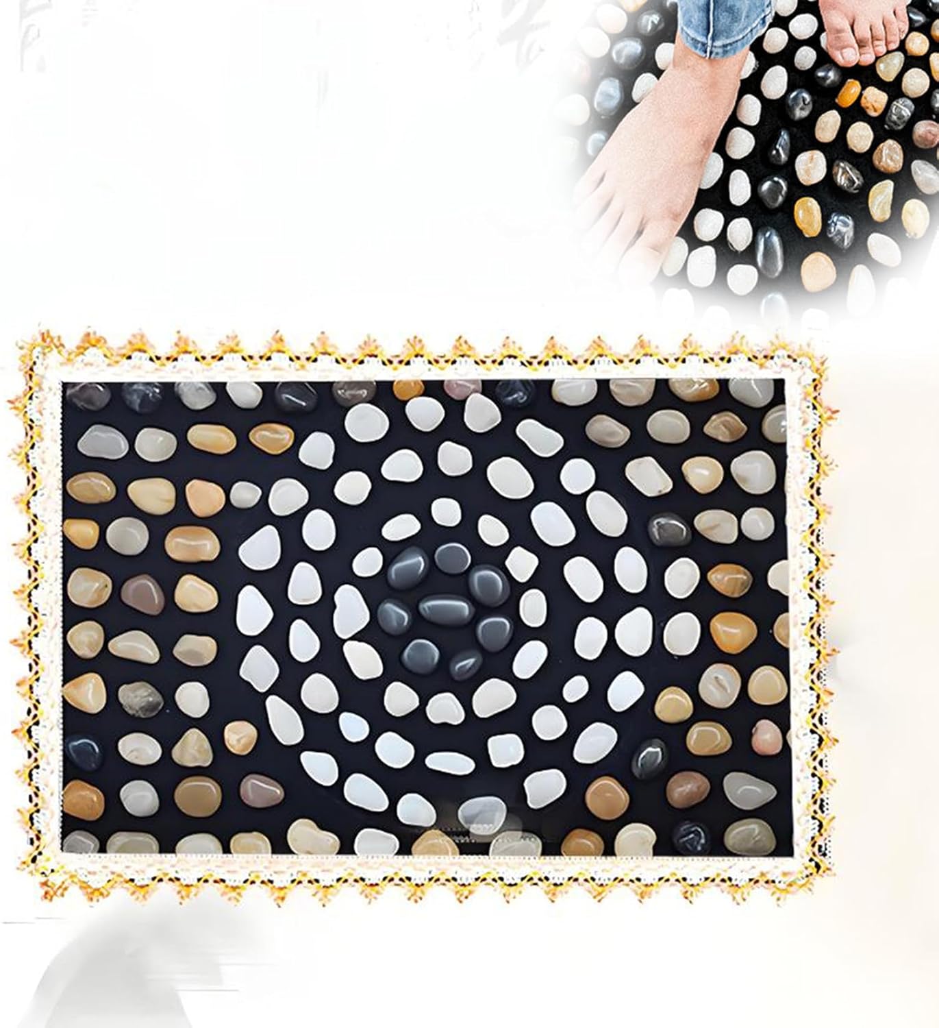 LIYAOLI Reflexology Foot Massager Mat - Acupressure Pebble Pad for Stimulating Blood Flow, Pain Relief & Relaxation for Office and Home Use (15.7" x 23.6")