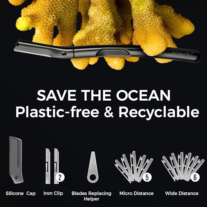 ZOMCHI Dermaplaning Tool for Face with 11 Refill Blades, Dermaplane Razor for Women and Men, Face Razor with Precision Silicone Cover, Eyebrow Razor, Facial Razor, Reusable Metal Handle - Matte Black