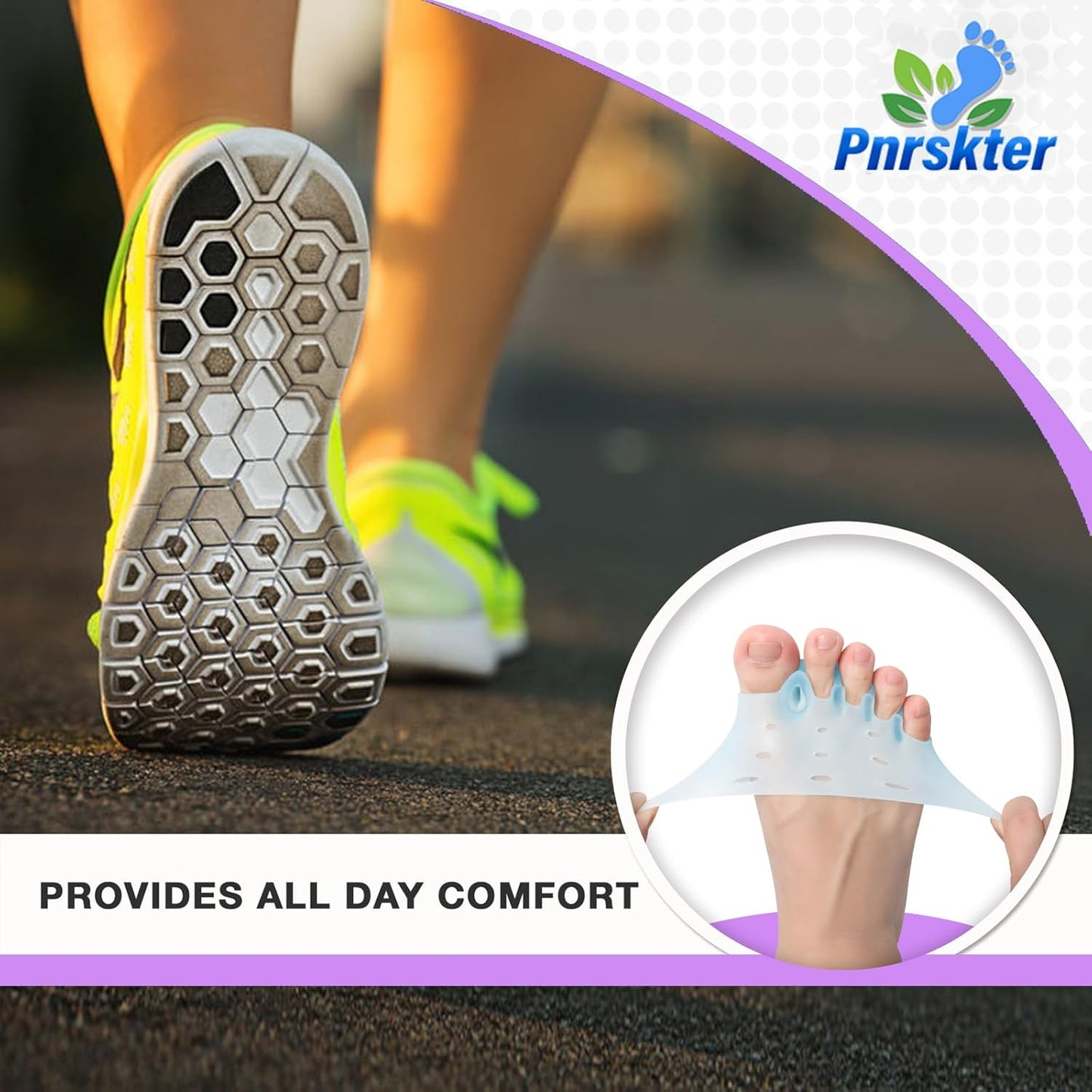 Toe Spacers & Metatarsal Pads (6PCS), Breathable Ball of Foot Cushions, Gel Toe Separator, Relief Foot and Bunion Pain, Plantar Fasciitis, Mortons Neuroma, Blisters, Diabetic Feet, Hammer Toe