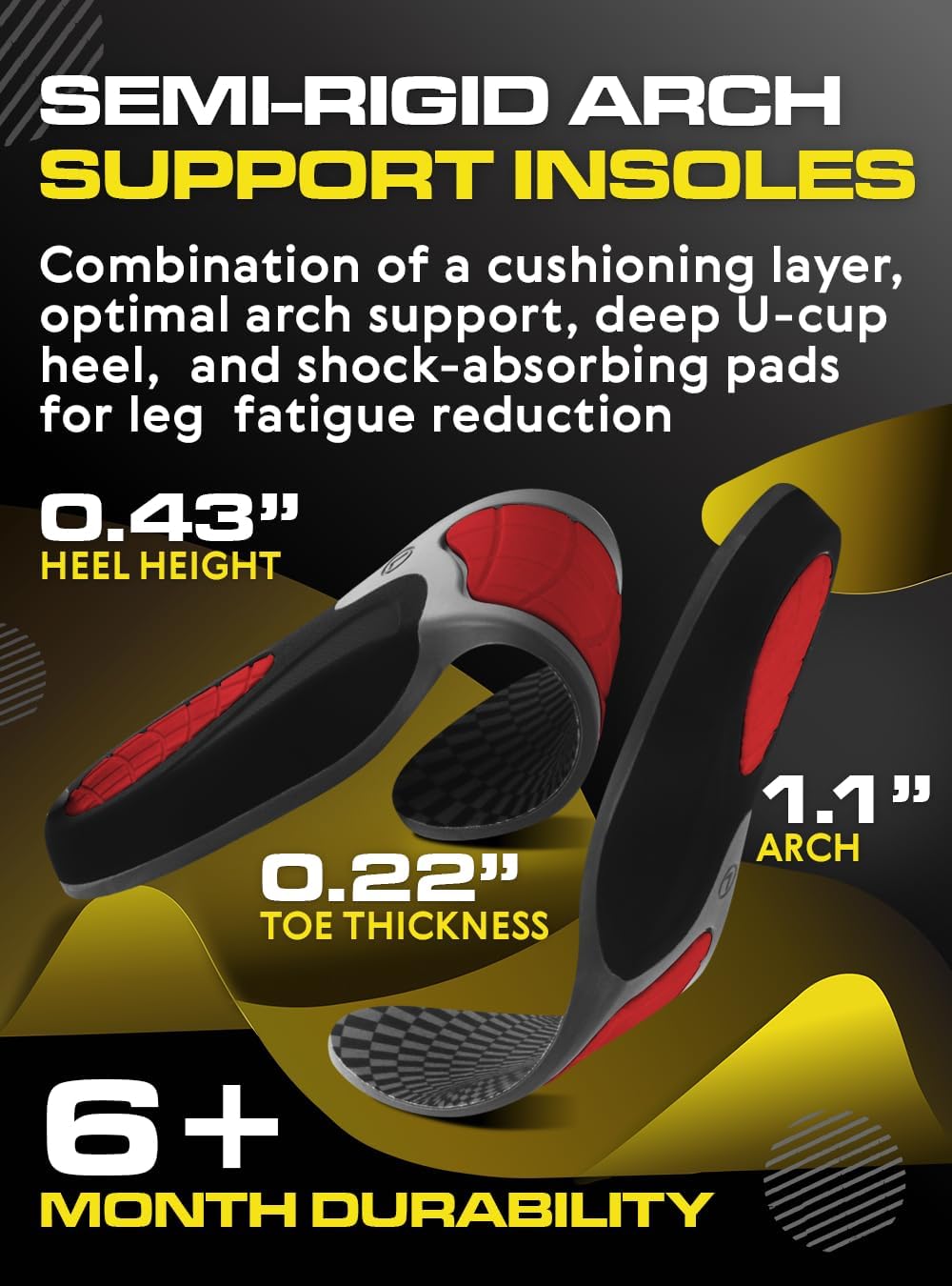 (New) Work Orthotic Insoles - Anti Fatigue Medium Arch Support Shoe Insert Men Women - Plantar Fasciitis Flat Feet - Relieve Foot Pain - Work Boot Insoles Standing All Day (L, Gray)