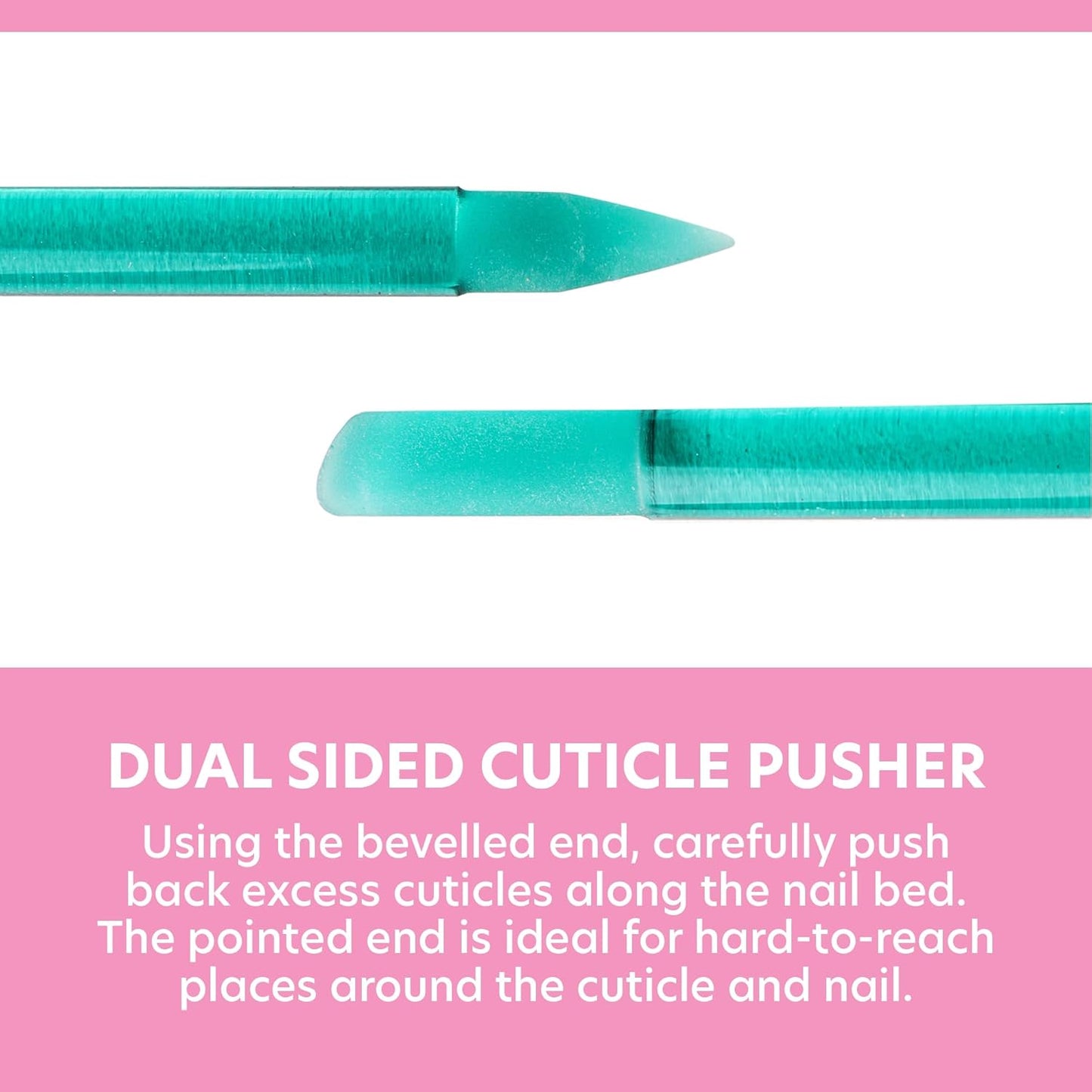 Bona Fide Beauty Glass Cuticle Pusher - 1pc Green Manicure Stick with Case, Dual-Ended Cuticle Remover