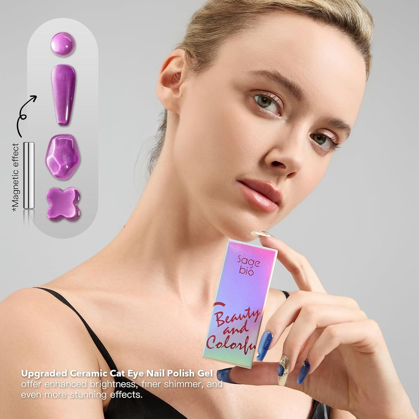 High-Density Cat Eye Gel Nail Polish with Magnet Stick, 15ml Dopamine Color Palette, Magnetic Effect Gel for DIY Manicure, Multiple Color Options - Violet Flash