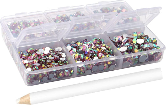 Multi Size 3mm 4mm 5mm Rhinestones Set for Nails Crafts Light Pink Non Hotfix Rhinestones Nail Gems Rhinestone AB Color&Round Flat Back Resin Rhinestone for Makeup Clothes Shoes Eyes Bottles Crafts