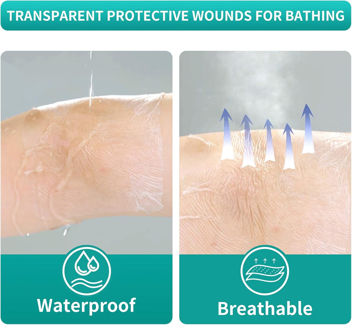 Dimora Transparent Film Dressing 50 Packs, Waterproof Adhesive Clear Bandages 4 in x 5 in, Wound Cover for IV Shield, Tattoo Aftercare Bandage,Clear Bandage Tape for Wound Care