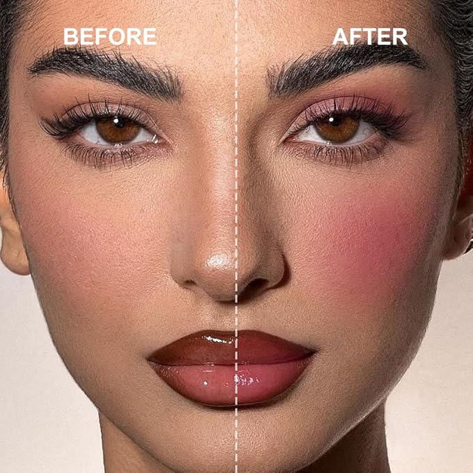 Multi-Use Makeup Cream Blush Stick, Unidollss 3-in-1 Buildable Powder Blush Stick for Cheeks, Eyes, and Lips, Hydrating formula, All day wear, Easy Application with Thumb Puff Included (04 FLIRT)