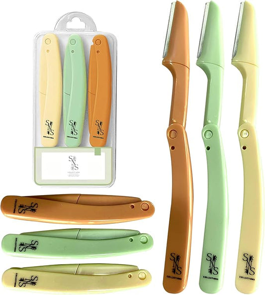 Eyebrow Razor - Premium Facial Hair Remover for Women, Smooth Dermaplaning Tool, Gentle & Safe, Stainless Steel, Compact Design for Travel & Daily Use (3-Pack)