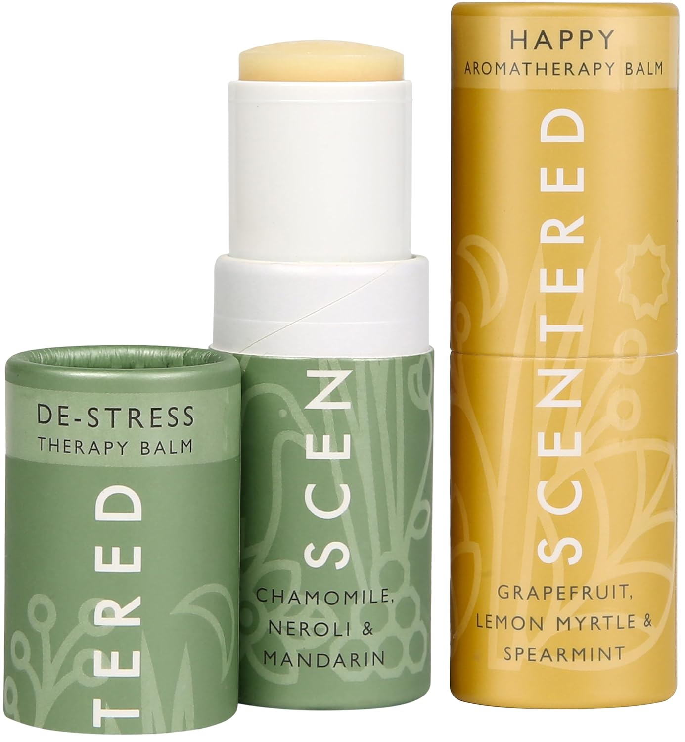 Scentered Aromatherapy Balm Stick Duo for Stress Relief & Positivity - Roll On Essential Oil Blends of Grapefruit, Lemon, Chamomile - Aromatherapy Gifts for Women - De-Stress & Happy