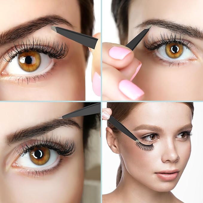 7pcs Eyebrow Tweezers Kit for Women Precision Plucker with Brow Scissors & Razor & Spoolie for Facial, Chin, Brow, Splinter and Ingrown Hair