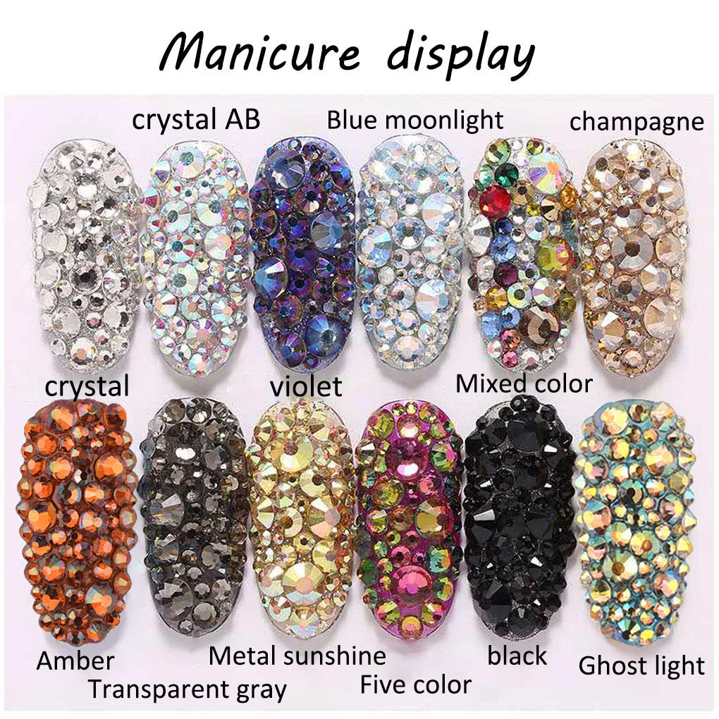Rhinestones flat back gems round DIY decorative Nail Face and apparel accessories ss3-20 mix size(4320pcs crystal AB)