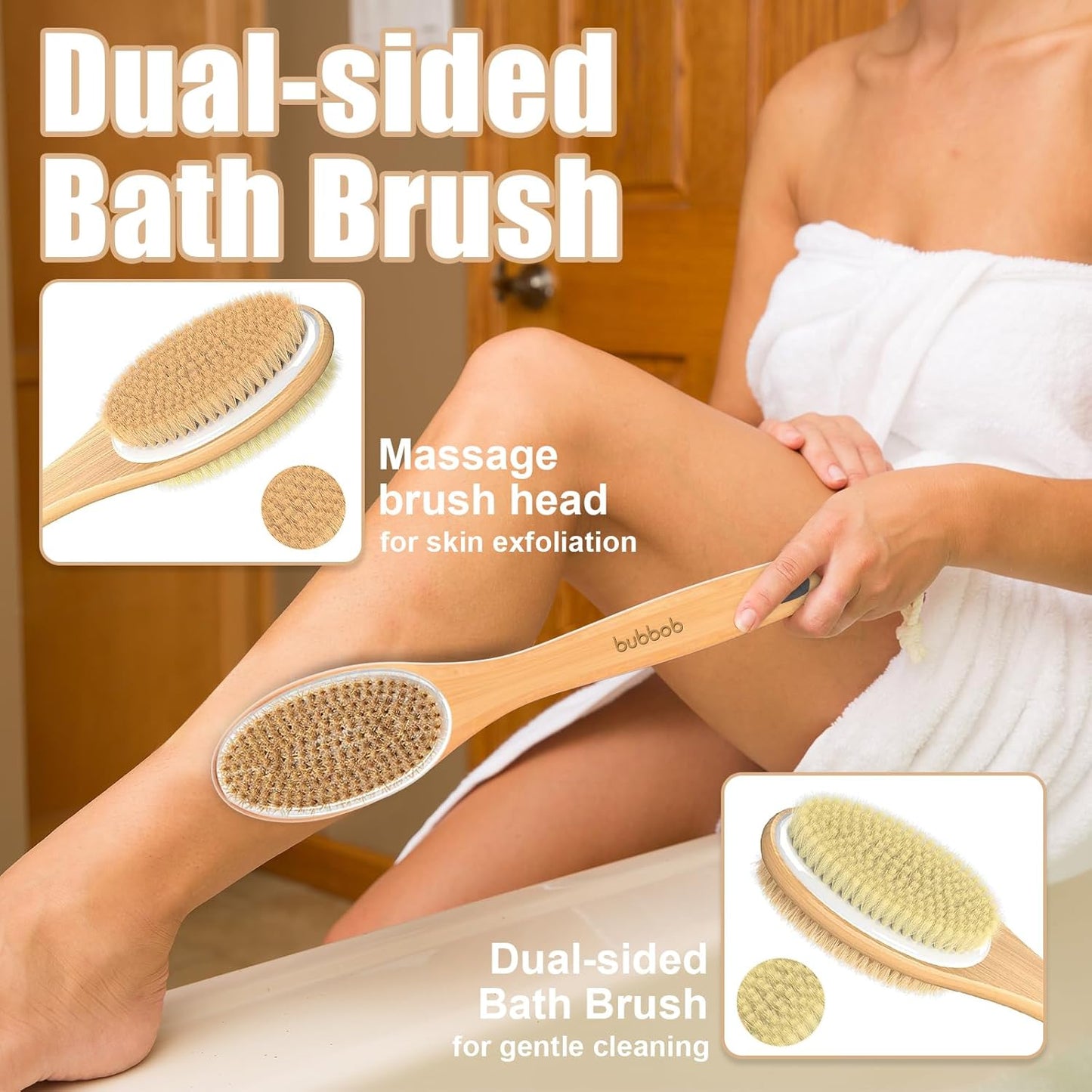 Back Scrubber for Shower,Bath Brush with Long Handle,Bath Brush Body Exfoliator for Wet or Dry Brushing,Men and Women (Black)