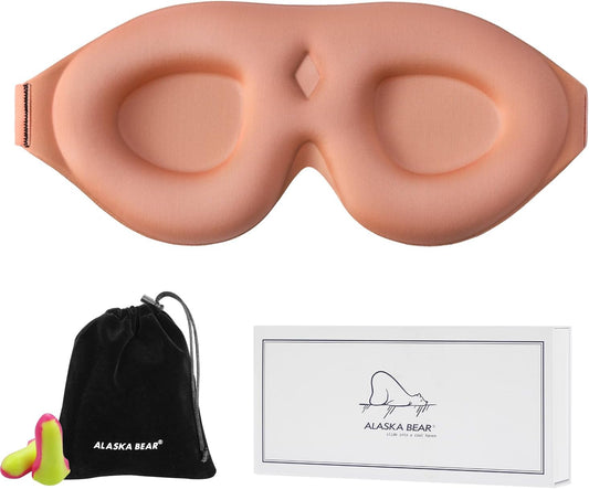 ALASKA BEAR 100% Blackout Sleep Mask for Women and Men, Vacuum-Sealed, Dusty Pink