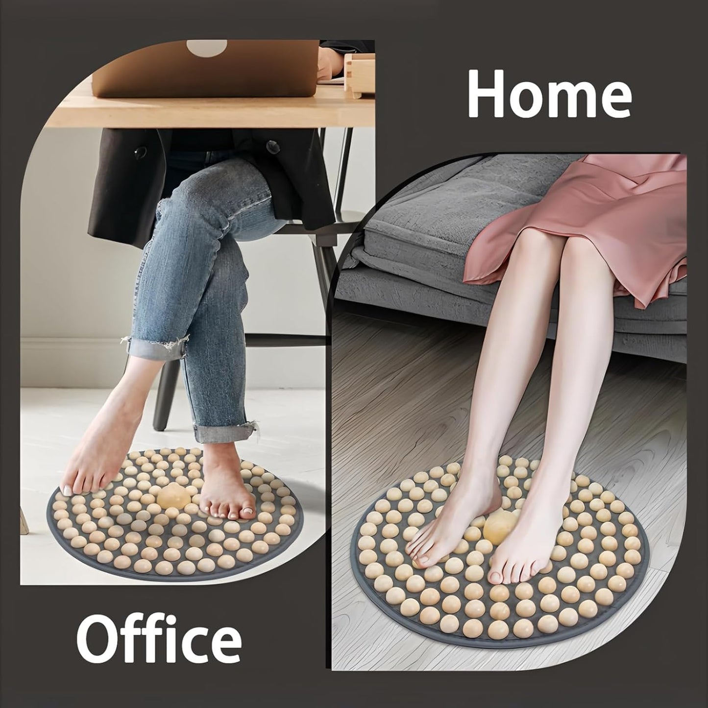 Foot Massage Mat,Wood Foot Acupressure Mat,Foldable Storage,Reflexology & Relaxation Tool for Tired Feet,Relaxation Gifts for Parents or Friends(19.7x19.7in)