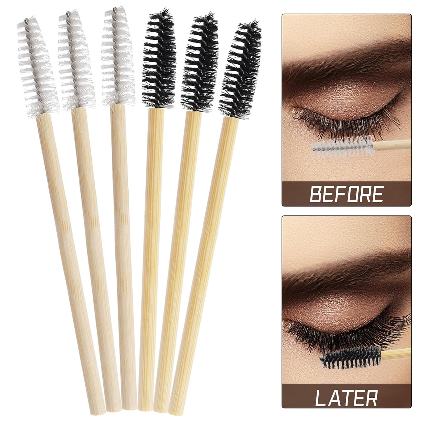 300PCS Disposable Mascara Wands Spoolie Brush Crystal Eyebrow Brushes Eyelash Extension Applicator Makeup Kits Bamboo Mascara Brush