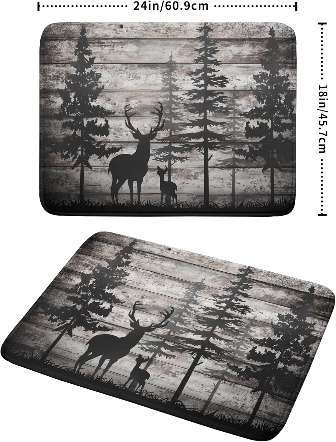 Forest Deer Dish Drying Mat Wildlife Animal Decorative Microfiber Dishes Pad 18x24 Inch Absorbent Reversible Kitchen Counter Drainer Mats