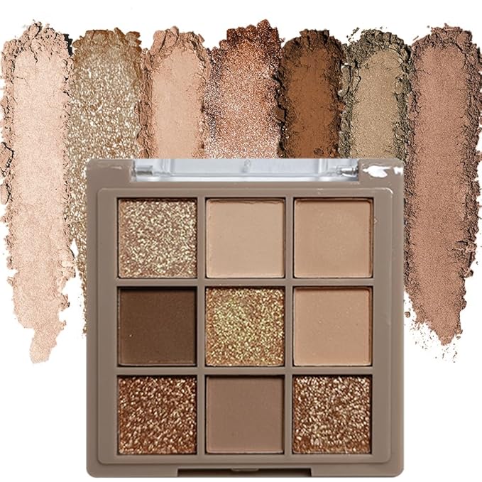9 Colors Matte Nude Pink Shimmer Gold Dark Brown Colorful Eyeshadow Palette Matte Shimmer Korean Natural Eye Shadow palettes Highly Pigmented Naturing-Looking Long Lasting (05#)