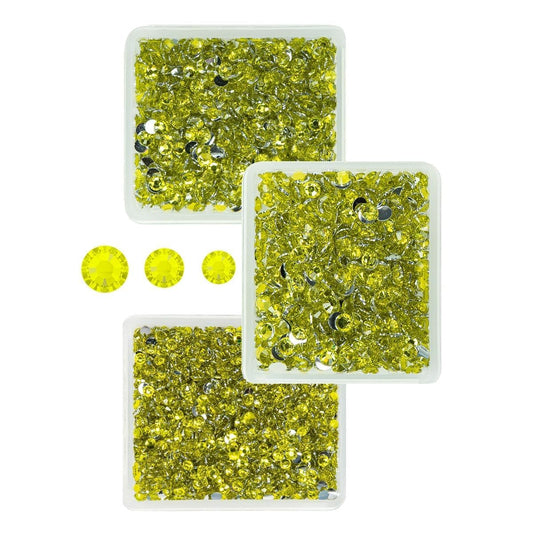 Lemon Yellow Crystal Resin Rhinestones for Crafting 3mm 4mm 5mm Flatback Stones No-Hotfix Diamonds Crystals Gems Charms for Nails Face Eyes Makeup Body Tumblers Bottles DIY Crafts Clothes Shoes