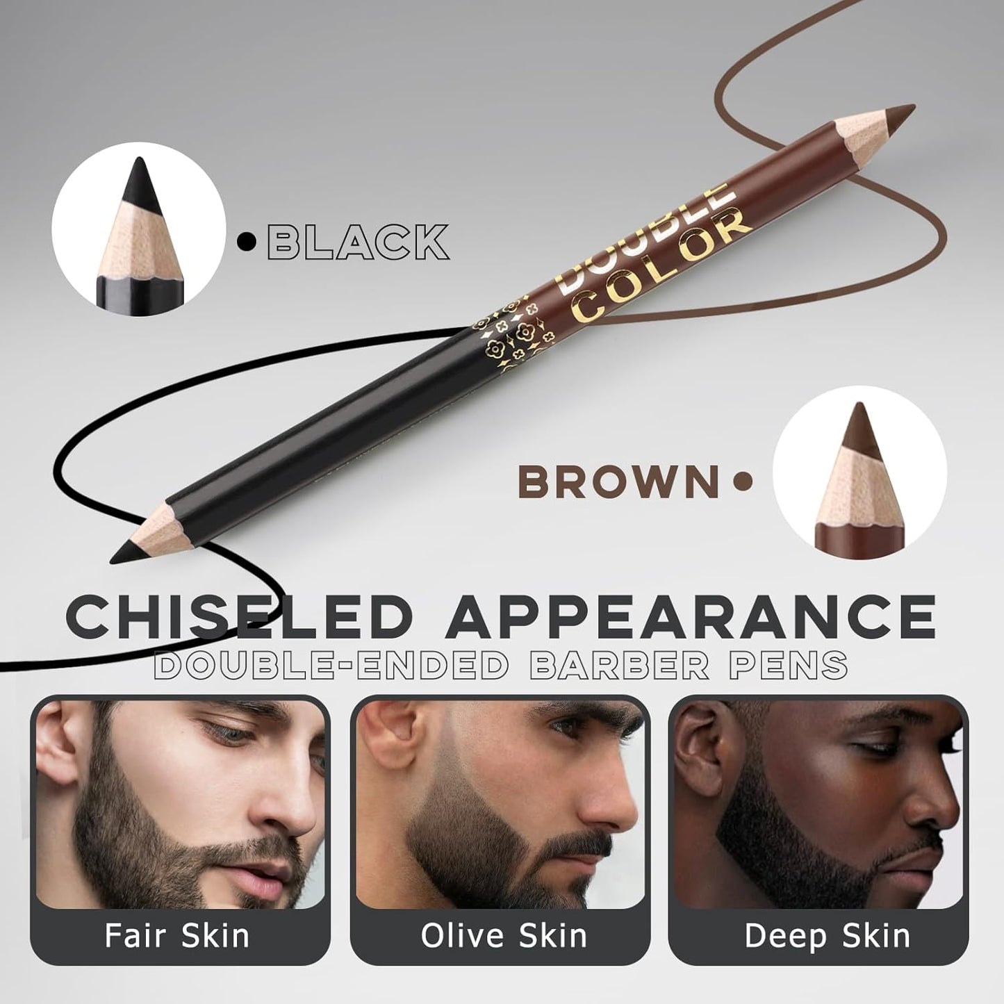 Barber Pencil for Lineup Magic Hairline Enhancement Beard Guide Shaping Pencils for Design Razor Trace Black Brown Barber Chalk Pencils Set with Sharpener Ruler Brush for Men