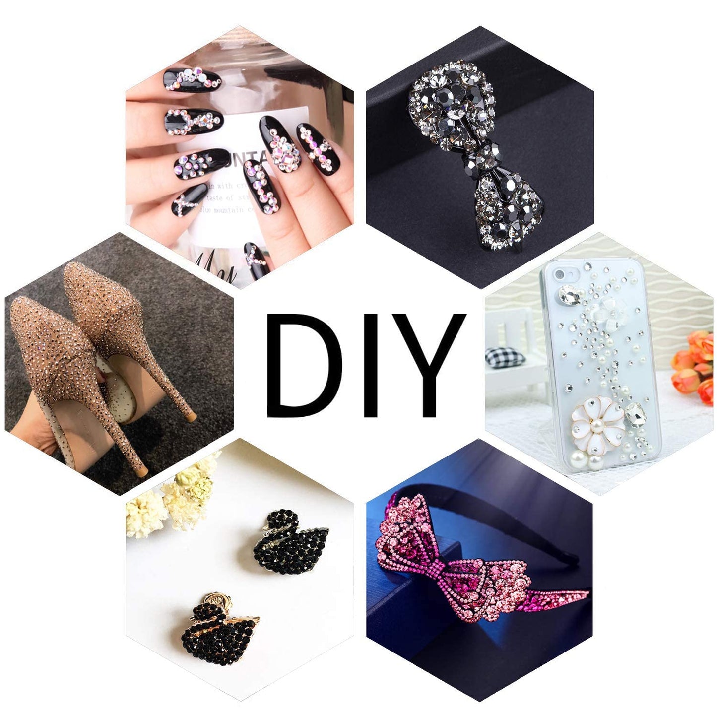 LPBeads 6000 Pieces Metallic Gold and Metallic Silver Non Hotfix Rhinestones 6 Sizes Round Crystal Glass Flat Back Rhinestones with Tweezers and Picking Pen for Nail Art Crafts Clothes Bags DIY