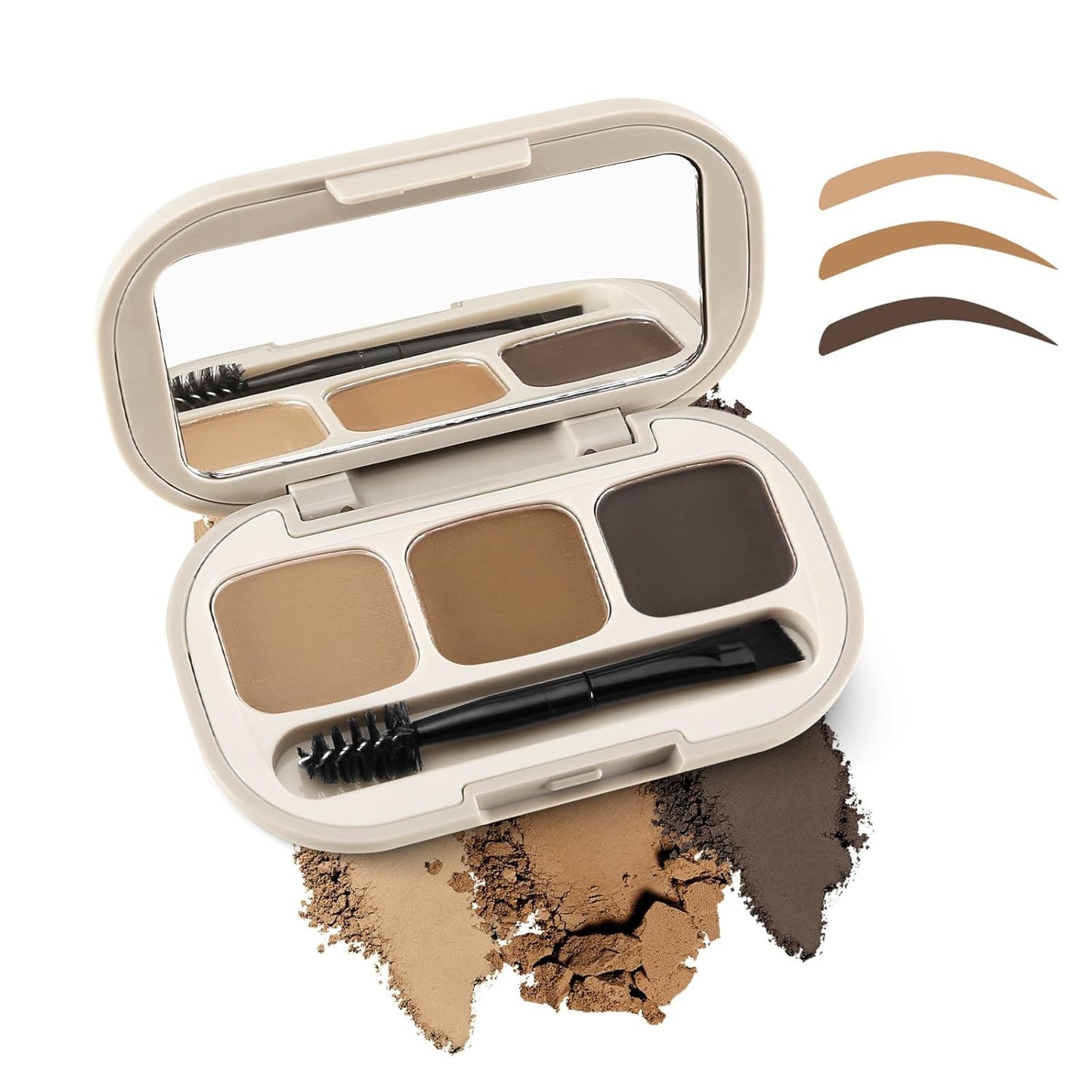 3 Colors Eyebrow Powder Set, Brow Powder Makeup Palette, Defining and Sculpting Brows, Waterproof Eye Contour Kit with Brush Applicator