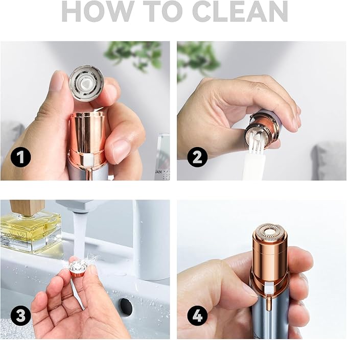 Facial Hair Remover for Women,Painless Hair Shaver Rechargeable with LED Light, Flawless Lady Face Electric Razor,The Great Female Mustache Removal (Rose Gold)