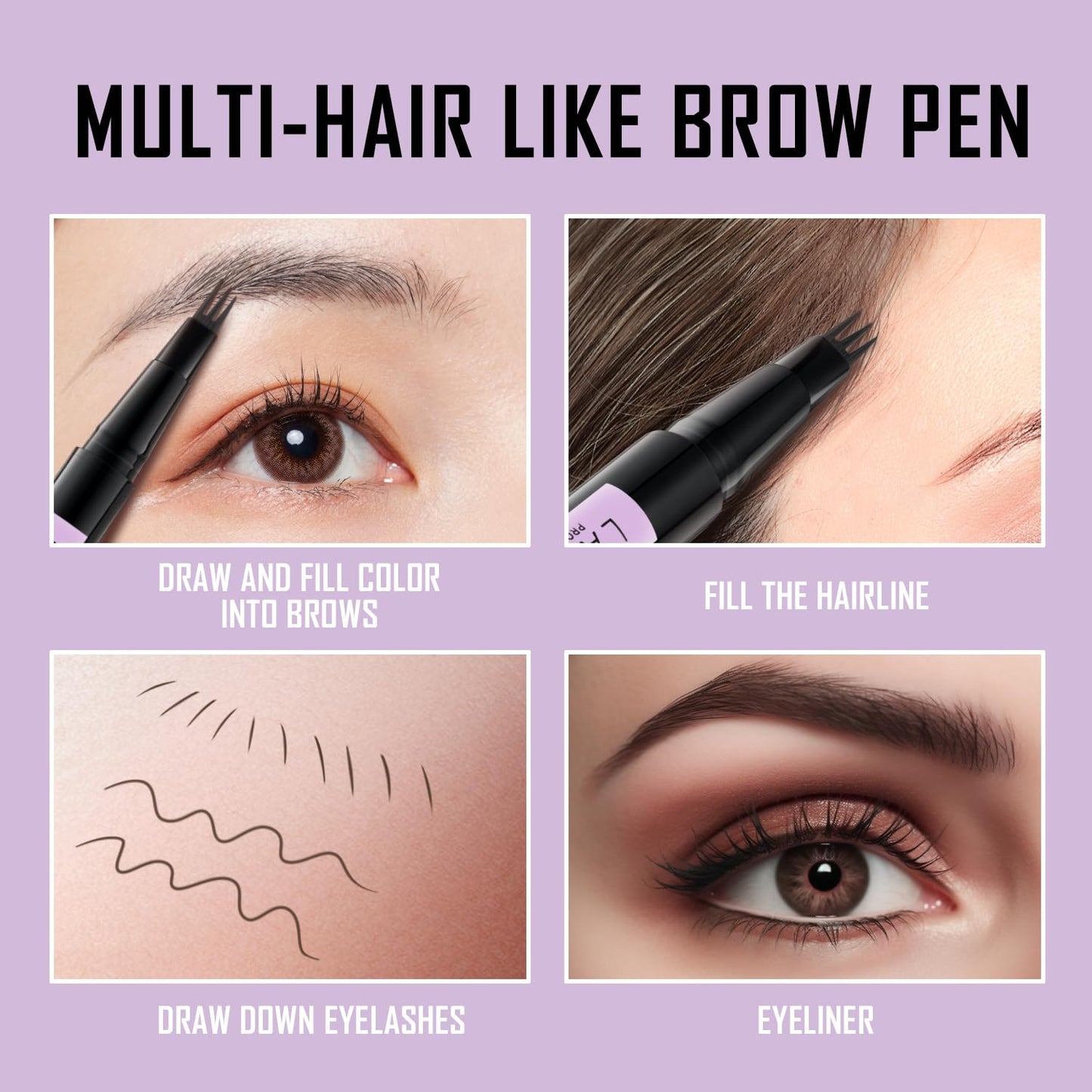 LAVONE Eyebrow Pencil, 2-In-1 Waterproof Eyebrow Pen, with 3 Tip Microblading Eyebrow Pen and Ultra-Precise Brow Pencil, Dual-ended Eyebrow Brush, for Eyebrow Makeup - Blonde