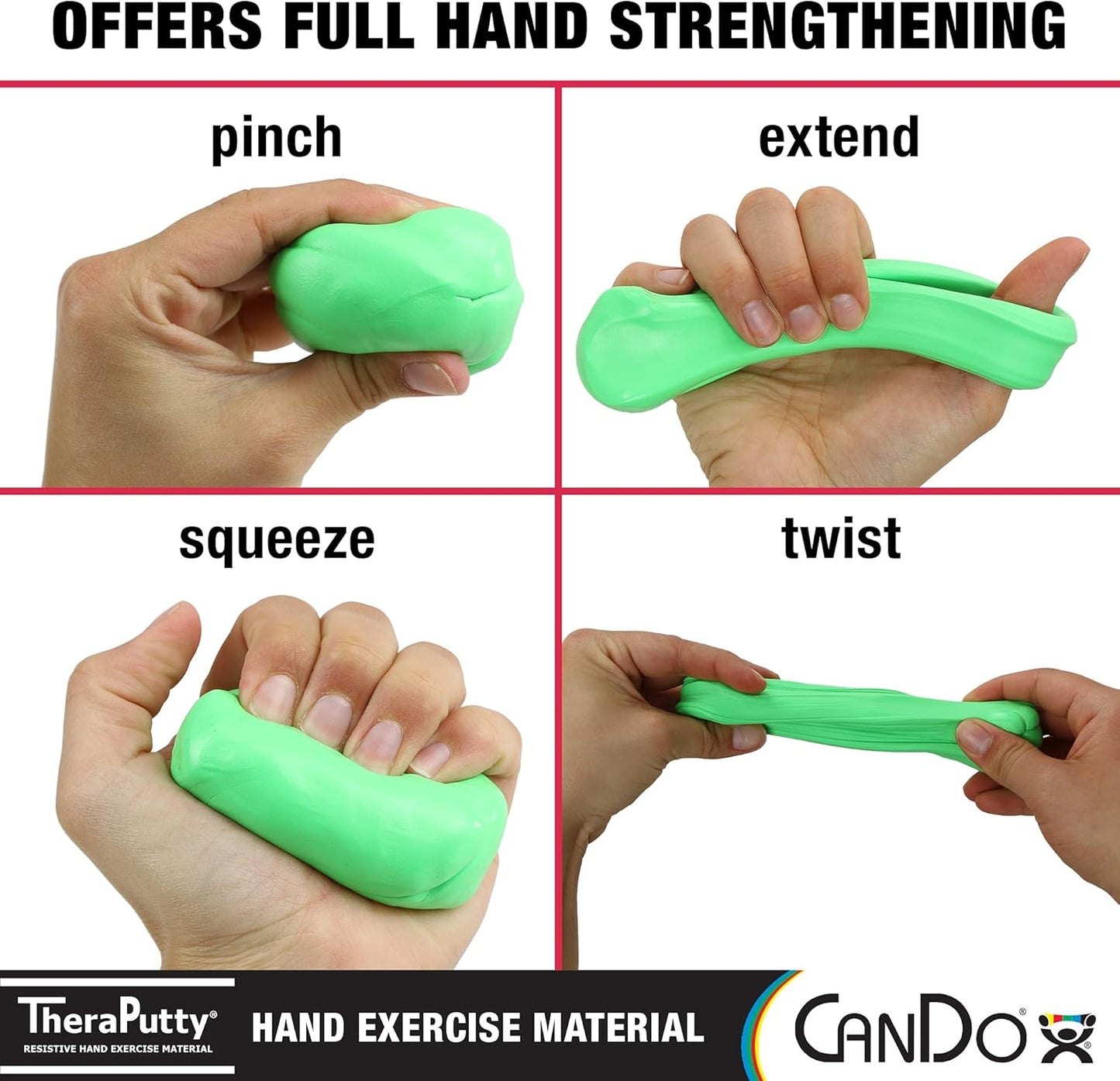 CanDo TheraPutty Standard Hand Exercise Putty For Rehabilitation, Exercises, Hand Therapy, Occupational Therapy, Hand Strengthening, Improve Motor Skills, Stress Relief
