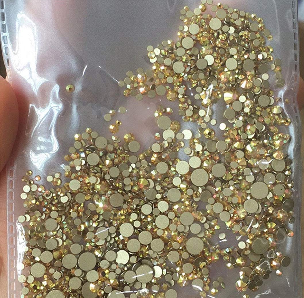 Rhinestones flat back gems round DIY decorative Nail Face and apparel accessories ss3-20 mix size(4320pcs metal sunshine)