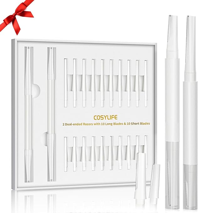 Dermaplaning Tool for Face Eyebrow Razor, Includes 2 Dual End Razors and 20 Blade Refills Exfoliating Face Razors for Women Facial Razor for Peach Fuzz and Eyebrow Starter Kit