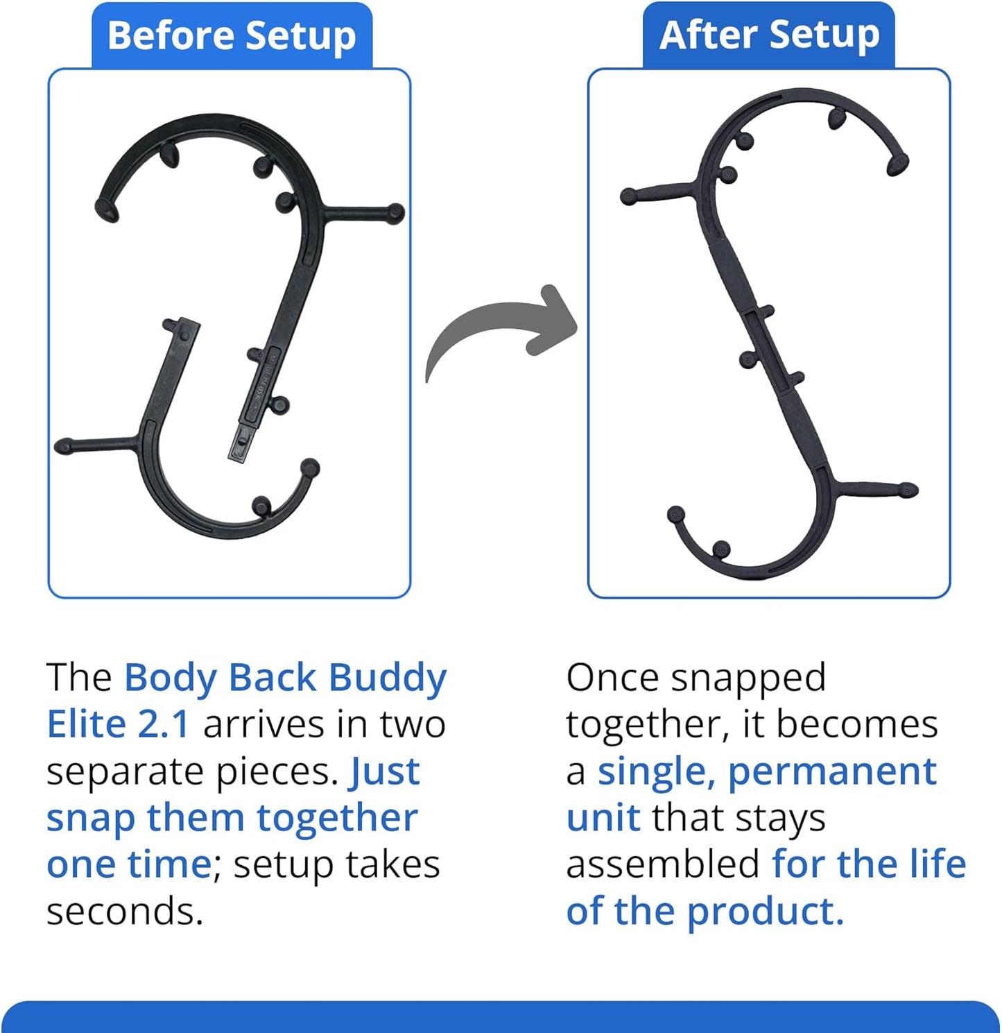 Body Back Buddy Elite Trigger Point Massage Tool, Neck and Back Massager Handheld, Manual Self Massager, Massage Cane, Muscle Knot Remover with Instructions, 2-Pack Bundle (Black)