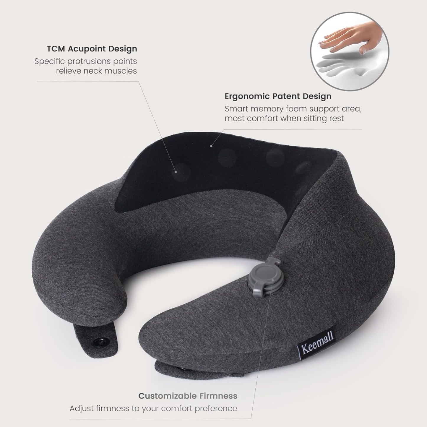 Inflatable Neck Pillow, Premium Travel Neck Pillow for Airplane Headrest Sleep - 3rd Generation, Double Comfort Plane Pillow for Long Flight