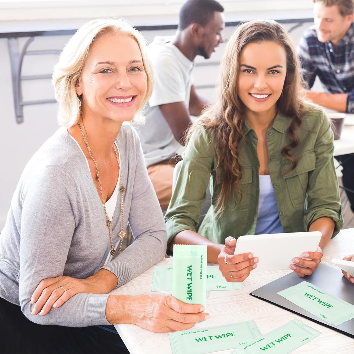 Timgle 300 Pack Individually Wrapped Wet Wipes Bulk Travel Size Unscented Hand Wipes Packets, Wet Napkins Clean Hands Quickly for Travel Homeless Restaurant Barbecue Wedding(Green)