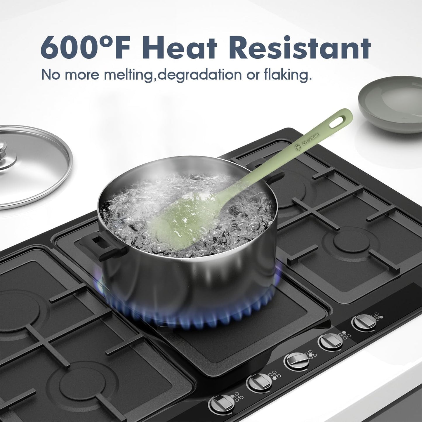 3 Pieces Silicone Spatula Set, Food Grade Rubber Spatula, Upgrade Strong Handle with Ergonomic Grip, Heat Resistant for Nonstick Cookware, Cooking Mix