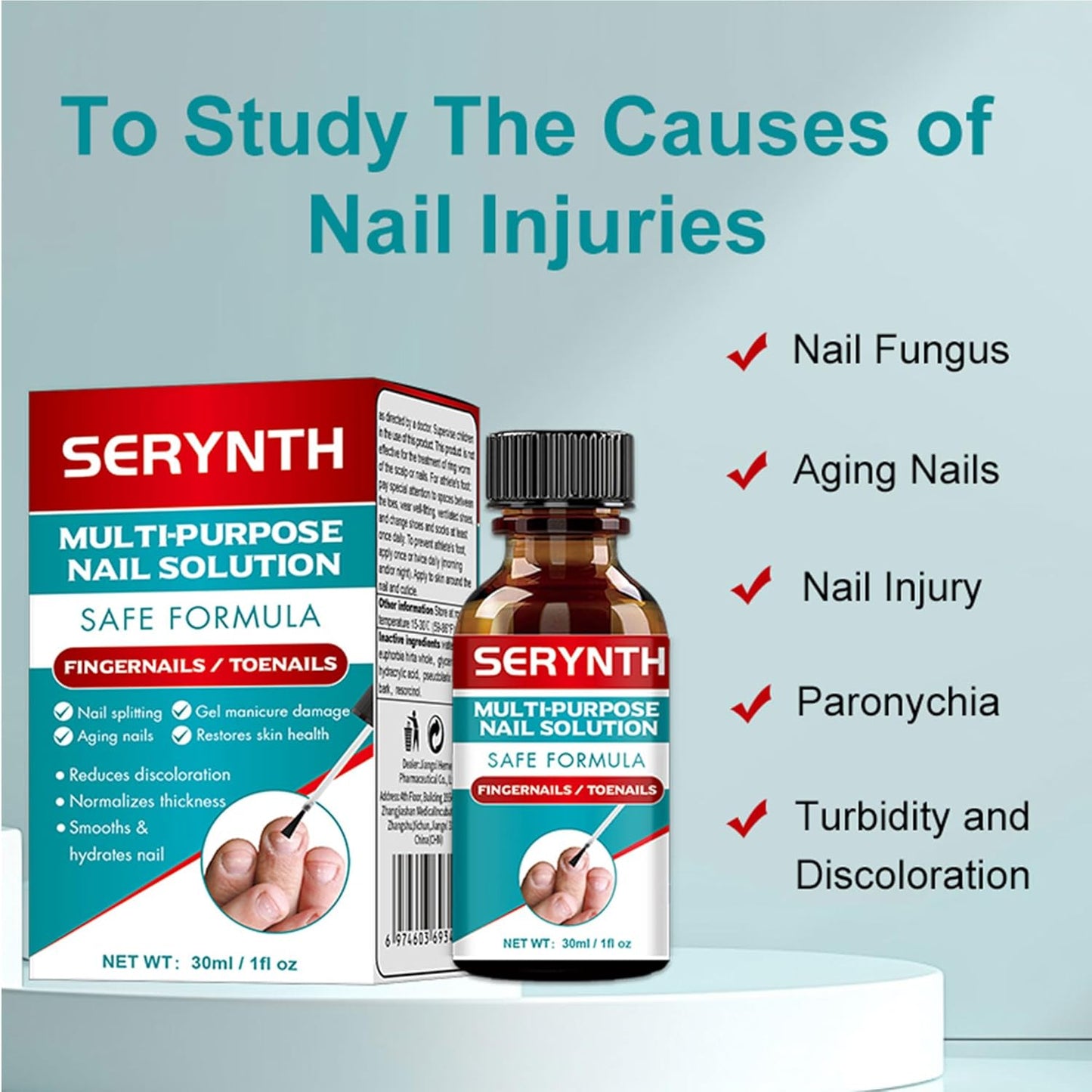 Multi-Purpose Nail Solution - Strengthener & Growth Treatment for Damaged Nails, Repair Care - Protects, Repairs & Aids Mild Onychomycosis Daily Recovery
