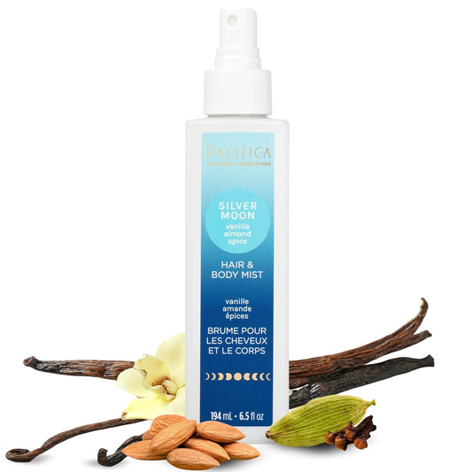 Pacifica Hair Perfume & Body Fragrance Spray Mist - Silver Moon with Vanilla, Almond & Spice – Alcohol-Free, Vegan & Cruelty-Free, 6.5 oz