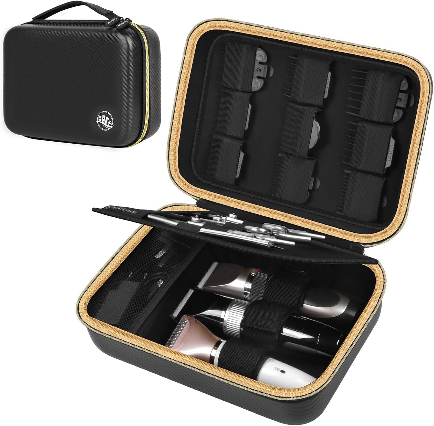 Boobowl Barber Accessories Bag for Clippers and Supplies, Mens Hair Trimmers Box, Portable Clipper Storage Holder for Hair Cutting, Guard Grooming Kit and Barbers Supplies (Bag Only)-Dark Black