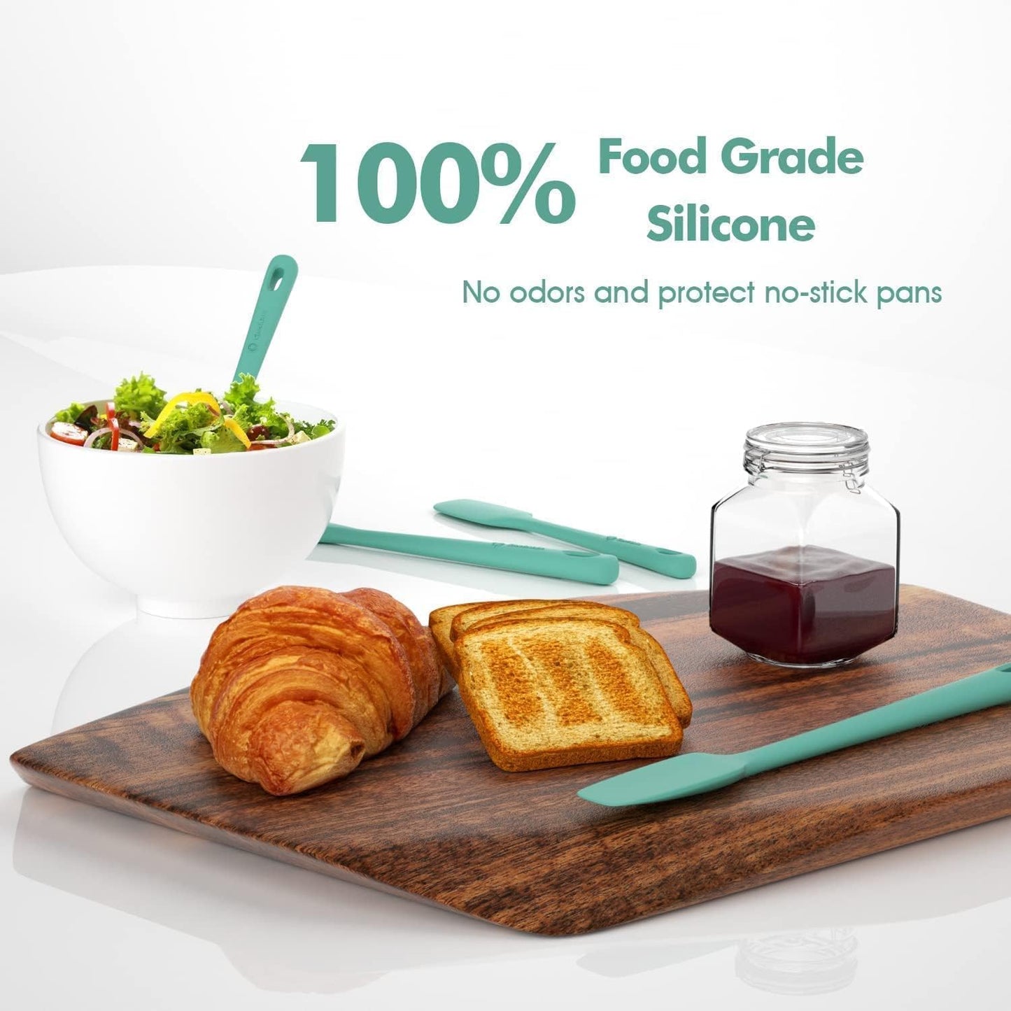 4 Pieces Silicone Spatula Set, Food Grade Rubber Spatula, Upgrade Strong Handle with Ergonomic Grip, Heat Resistant for Nonstick Cookware, Cooking