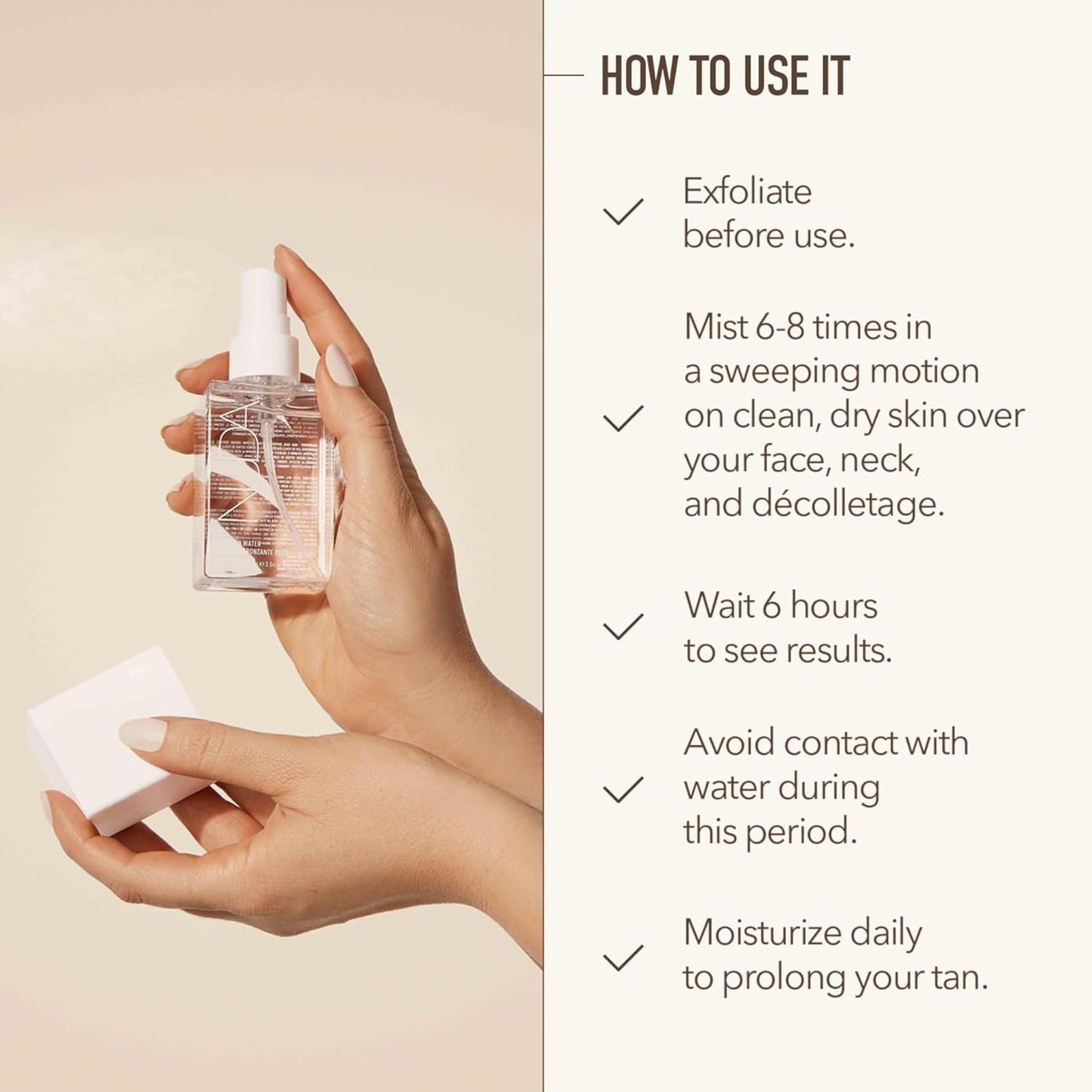 Nuda CloudMist, Medium to Dark | Lightweight Hydrating Face Tan Mist | Made with Aloe Vera and White Tea Extract | Buildable Clear Water Spray Self Tanning Solution, Cruelty Free, (75 mL)