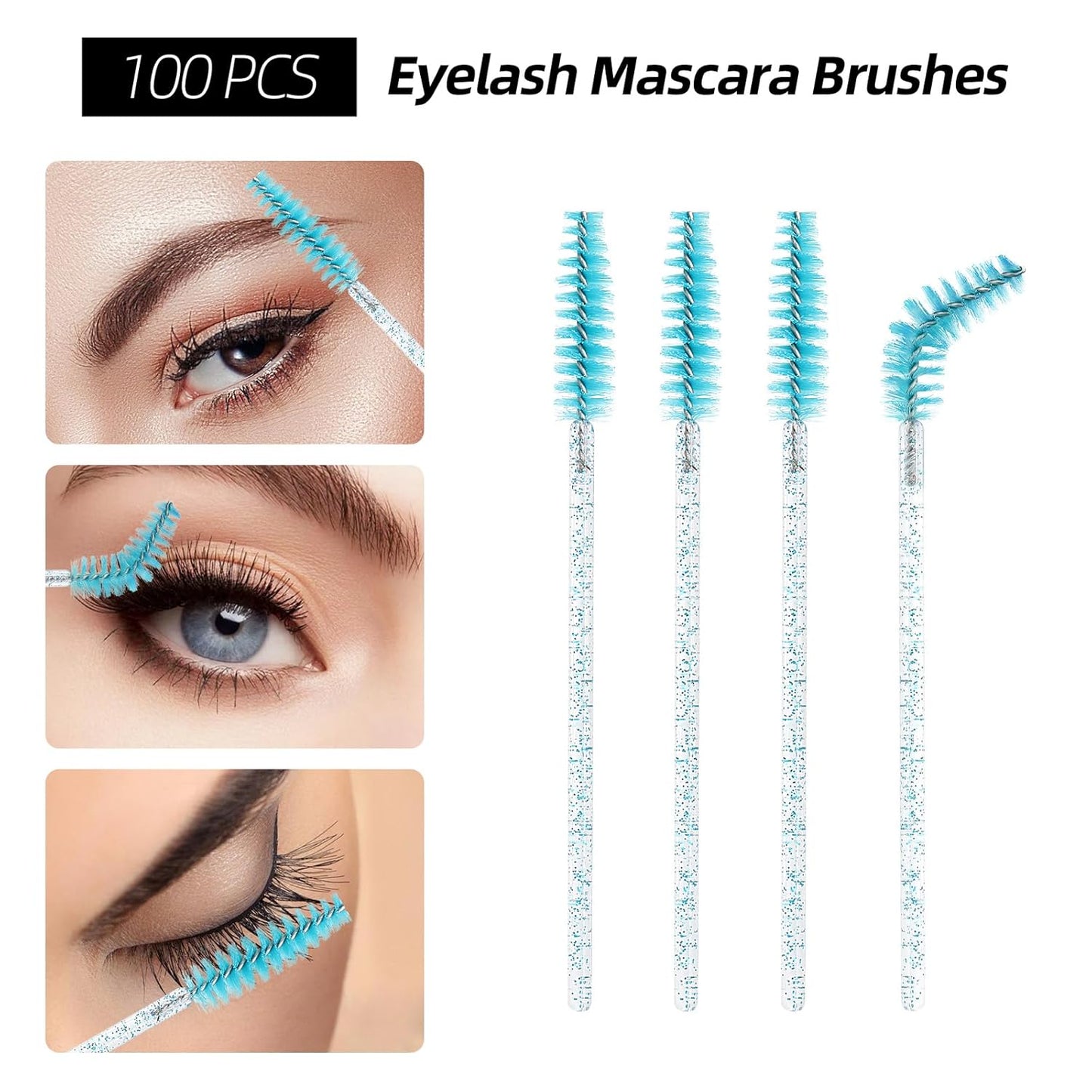 300 Pcs Spoolies Mascara Wands Lip Brushes Micro Swabs Applicator, Disposable Eyelash Brushes Lipstick Tester Makeup Applicator Tool Blue
