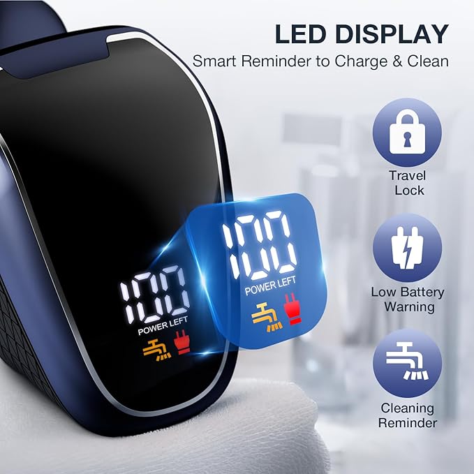 Head Shaver 7D, Wyklaus Head Shavers for Bald Men, Head Electric Razor with Nose Hair Trimmer, Waterproof Wet Dry Mens Grooming Kit