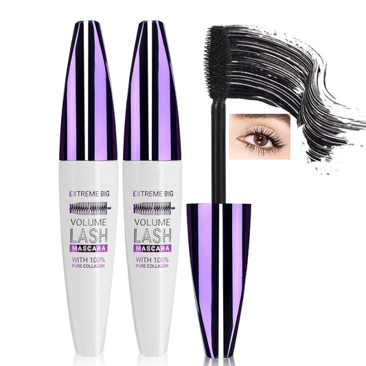 2PCS Black Mascara for Eyelashes, 5D Colored Mascara 【Waterproof】【Natural Curling】【Lengthening Curling rimel de pestañas Volume】for Women Eye Makeup Cosplay & Parties