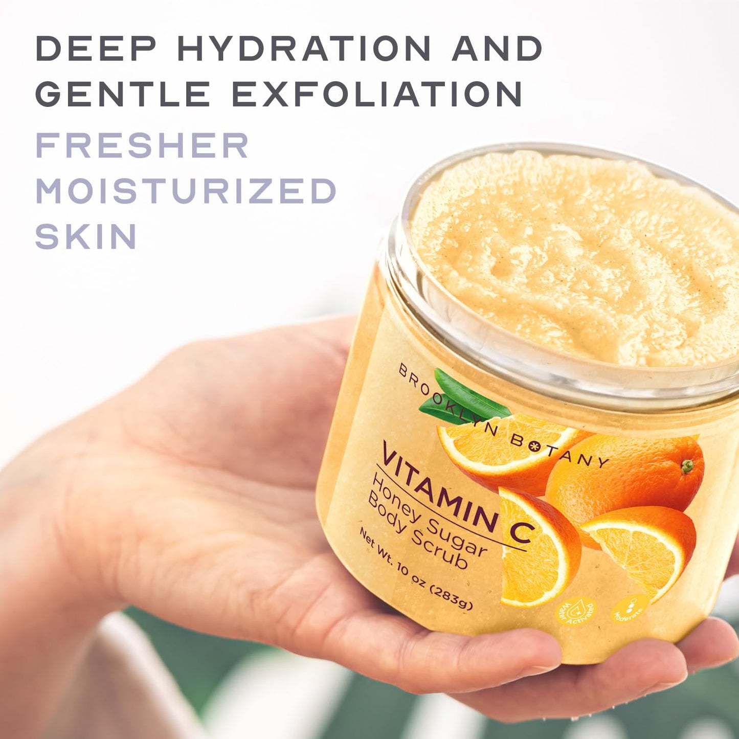 Brooklyn Botany Vitamin C Honey Sugar Scrub for Body 10 oz – Deeply Hydrating and Gently Exfoliating Body Scrub for Women and Men – Moisturizing and Nourishing the Skin