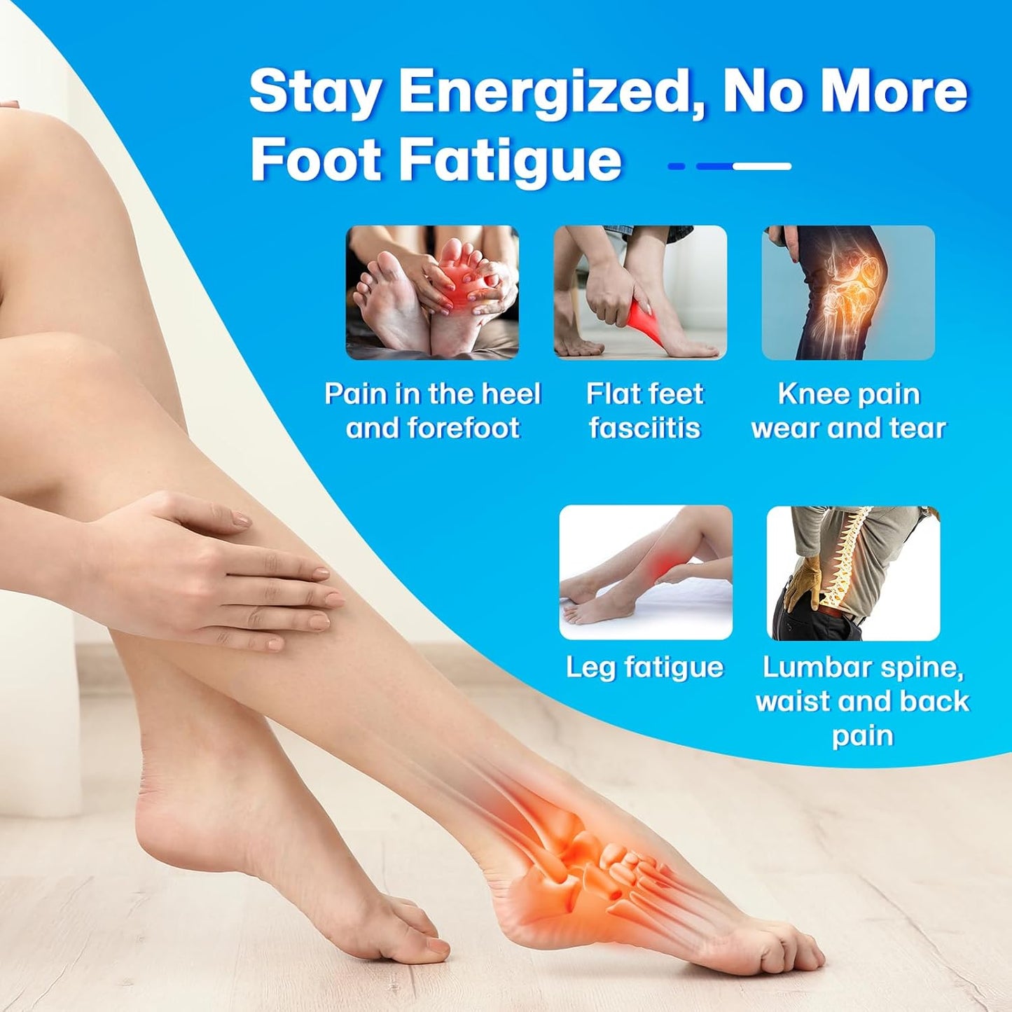 Supercritical Foaming Arch Support Inserts for Men Women, Lightweight Running Sport Insoles, Shock Absorption Athletic Inserts, Plantar Fasciitis Insoles, Relief Flat Feet, Standing All Day - S